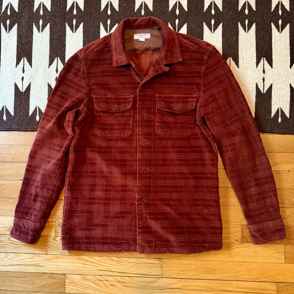Men's Casual Button Down Shirt - Red Corduroy